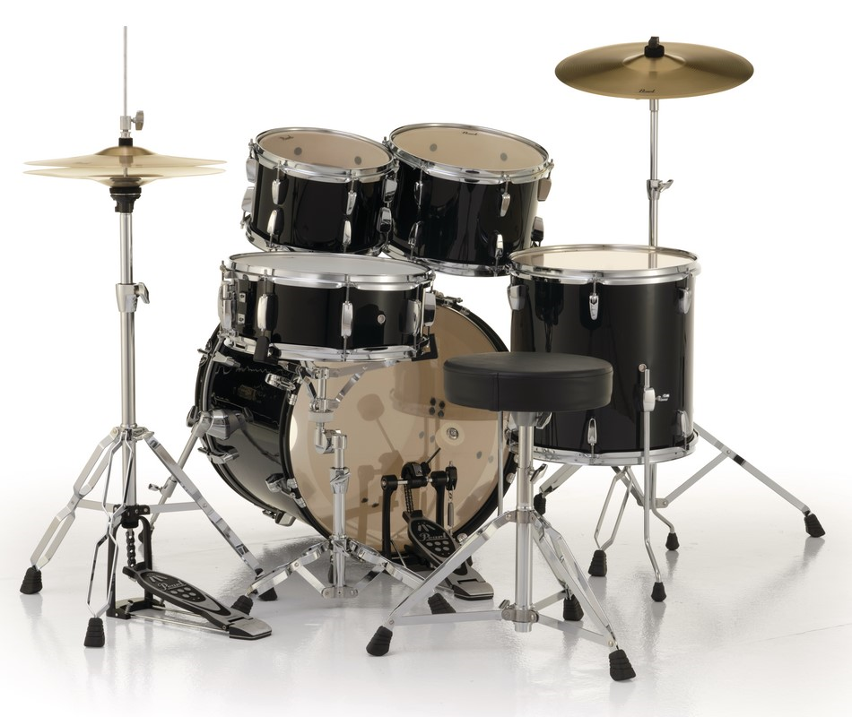 Pearl Roadshow 20/10/12/14+14S 5pc Drum Kit with Hardware and Cymbals - Jet Black