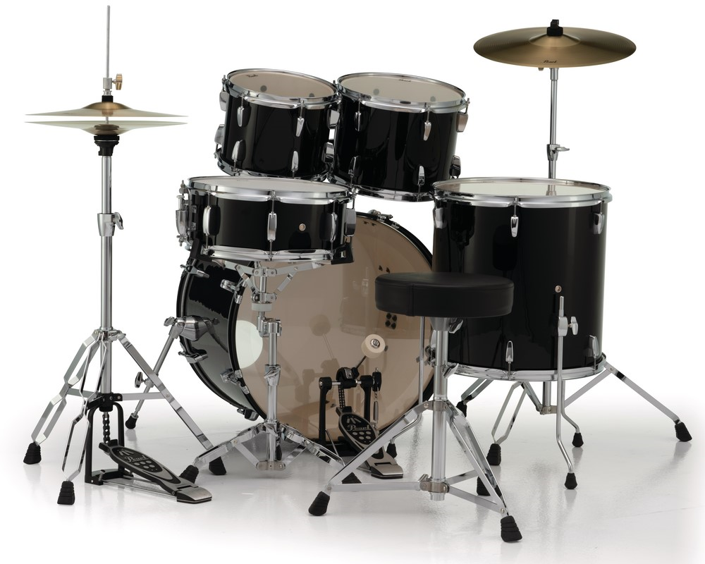 Pearl Roadshow 22/10/12/16+14S 5pc Drum Kit with Hardware and Cymbals - Jet Black