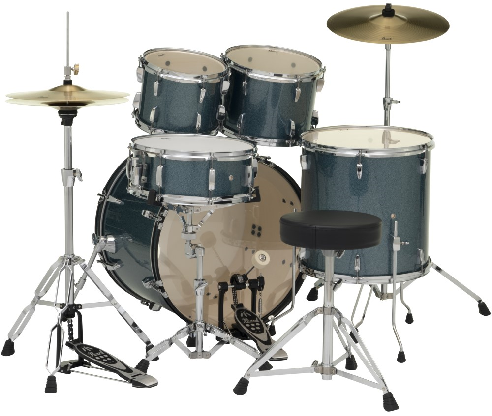 Pearl Roadshow 22/10/12/16+14S 5pc Drum Kit with Hardware and Cymbals - Aqua Blue Glitter