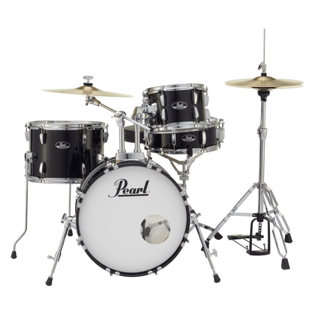 Pearl Roadshow 18" 4 pc Drum Kit w HW & Cymbals - Jet Black