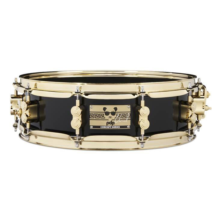 PDP Eric Hernandez Signature 14 x4 in 6ply Maple Snare Drum in Piano Black Lacquer with Gold Hardware