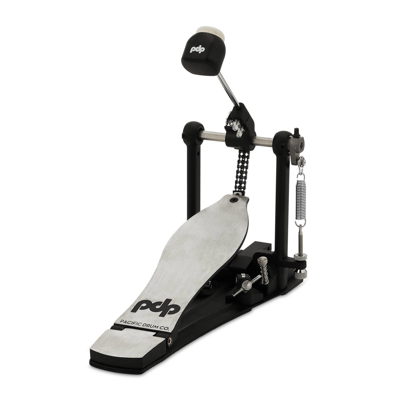 PDP PDSP810 800 Series single bass drum pedal with adjustable footplate and sturdy metal construction for drum set use.