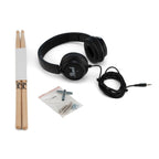 Pearl eRoadshow complete electronic drum kit with drum pads, cymbals, and control module for digital percussion playing.