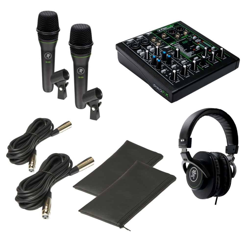 Mackie Performer Bundle with 6-Channel Mixer, 2x Microphones and Headphones