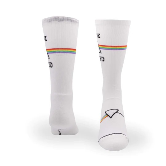 Perris Licensed Pink Floyd 'Dark Side of the moon Large Crew Socks in White - 1 Pair