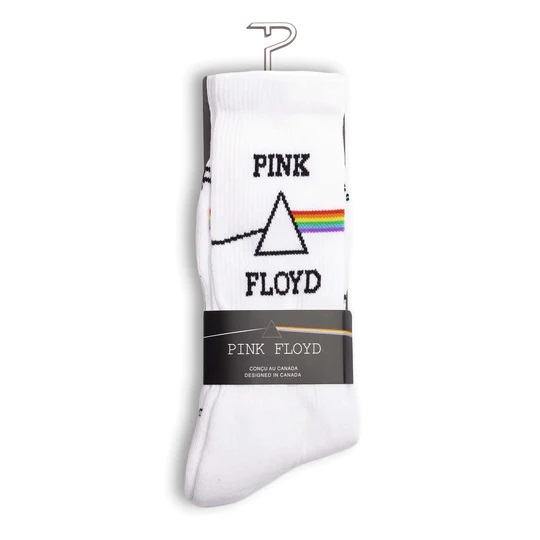 Perris Licensed Pink Floyd 'Dark Side of the moon Large Crew Socks in White - 1 Pair