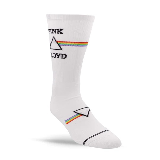 Perris Licensed Pink Floyd 'Dark Side of the moon Large Crew Socks in White - 1 Pair