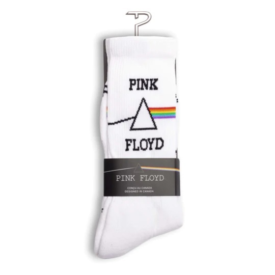 Perris Licensed Pink Floyd 'Dark Side of the moon Large Crew Socks in White - 1 Pair