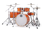 Mapex Mars Maple 6-piece drum kit with glossy amber finish, featuring Studioease shells and SONIClear tom suspension.