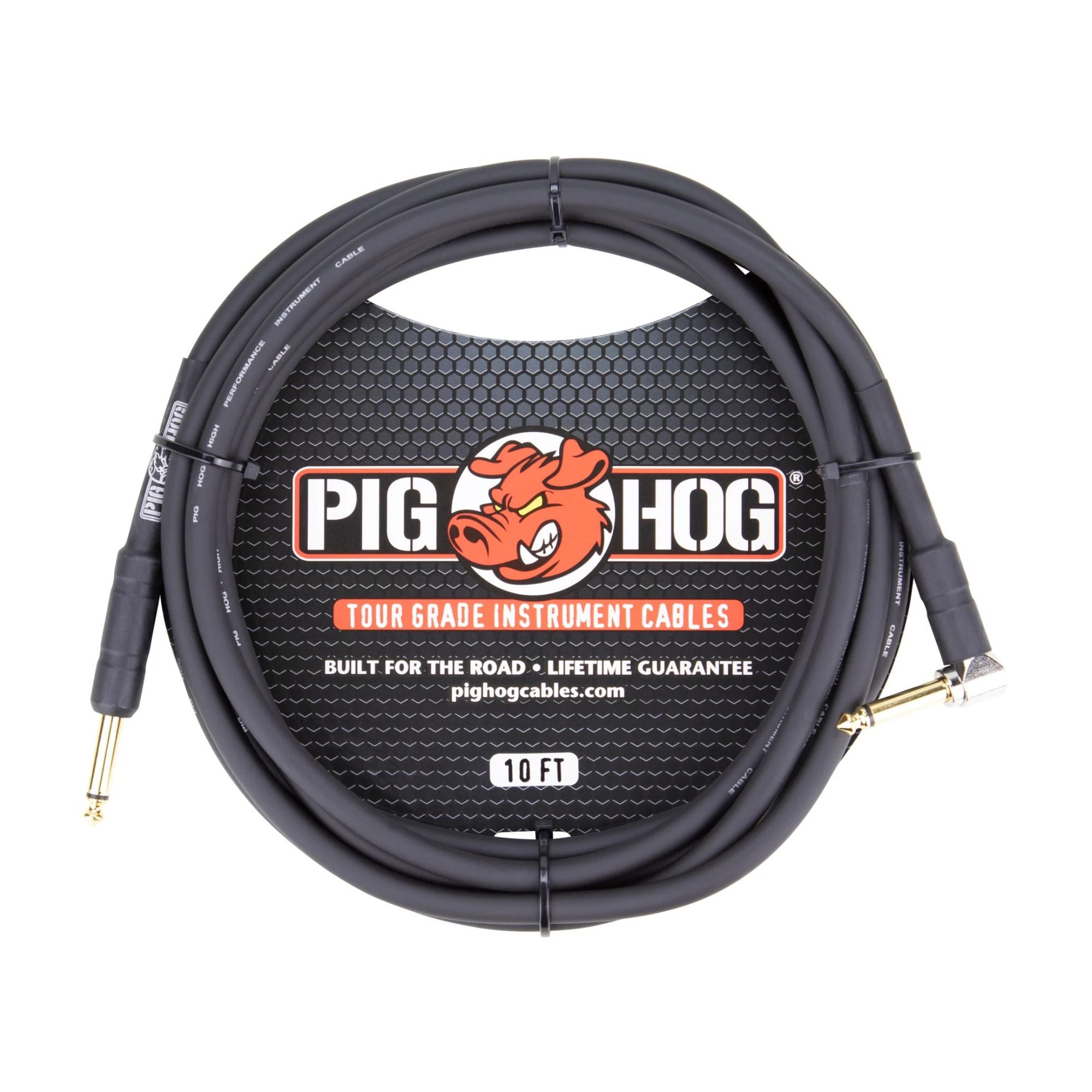 Pig Hog 10ft 1/4 to 1/4 guitar cable with 8mm diameter, durable instrument cable for electric guitars.