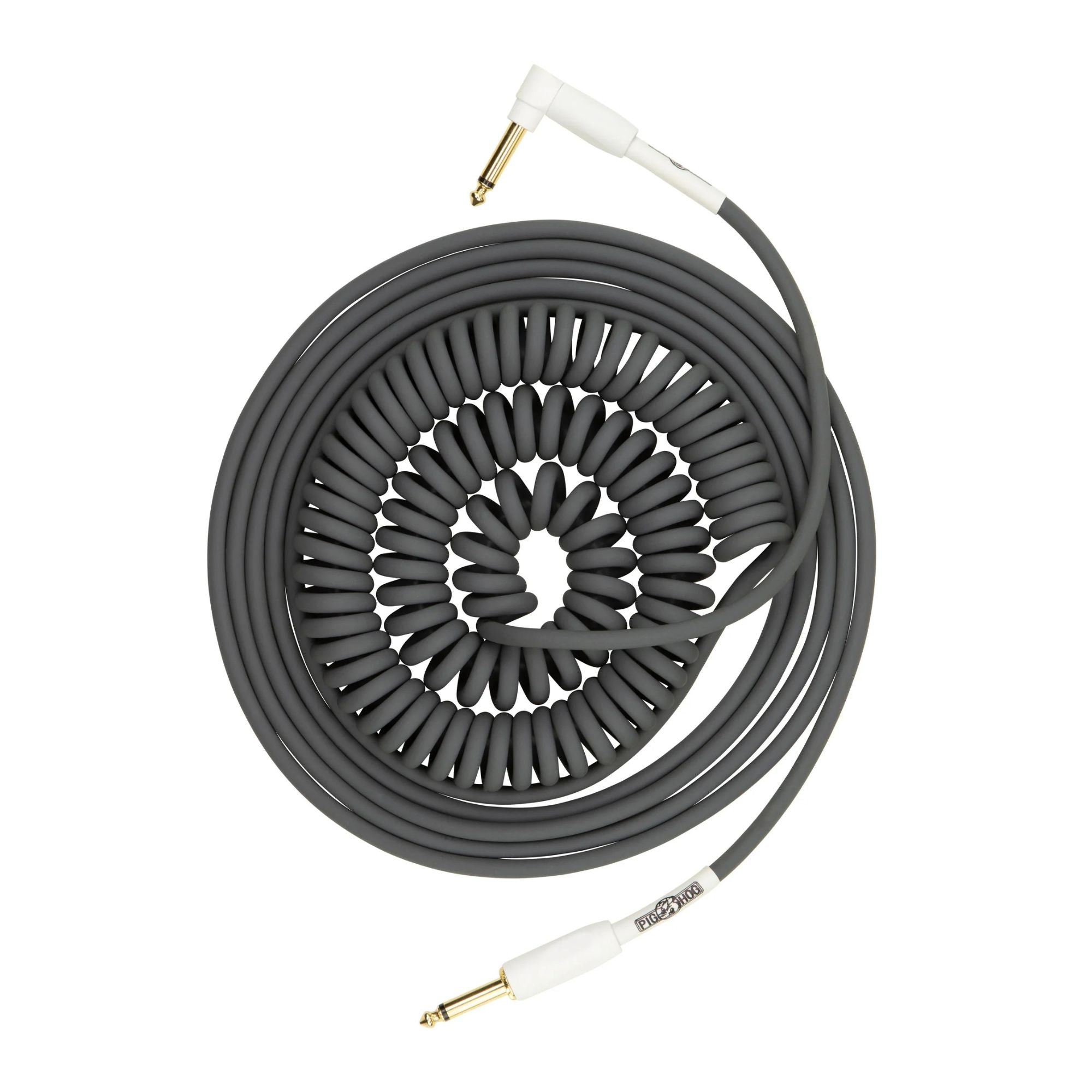 Grey Pig Hog 30 ft half coil guitar instrument cable with durable connectors, ideal for professional musical performances.