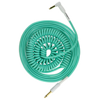 Pig Hog 30 ft seafoam green guitar instrument cable, half coil design, ideal for connecting electric guitars and musical instruments.