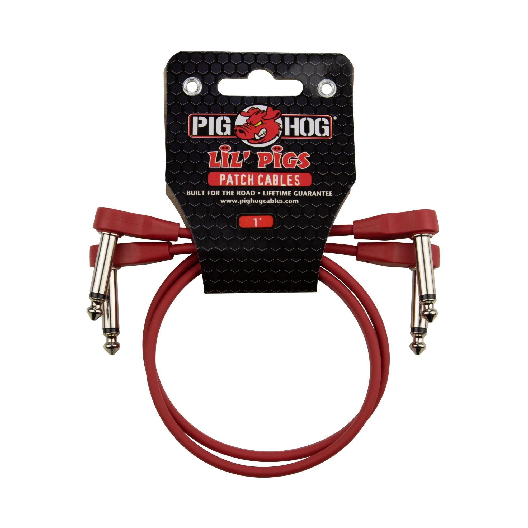 PigHog Lil' Pigs Low Profile 1ft patch cables (2pk) - Candy Apple Red