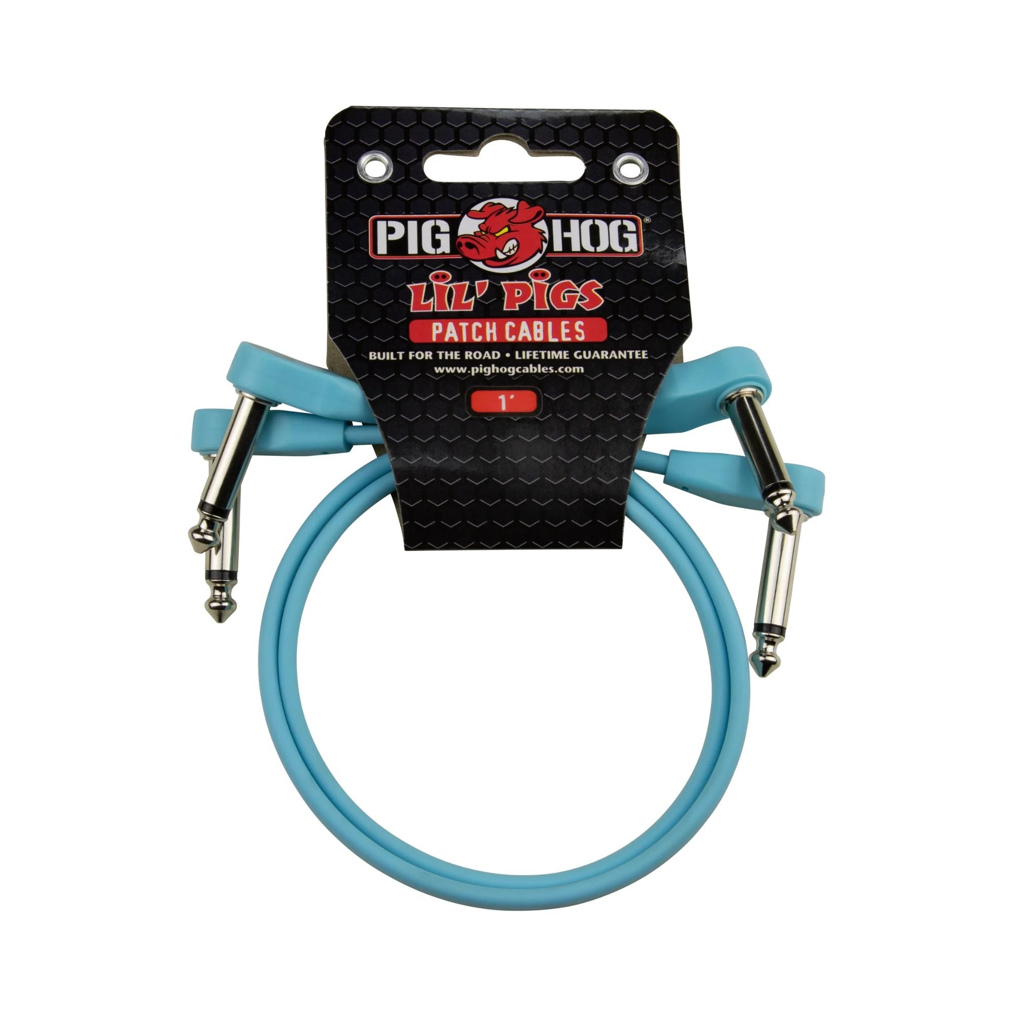 PigHog Lil' Pigs Low Profile 1ft patch cables (2pk) - Daphne Blue