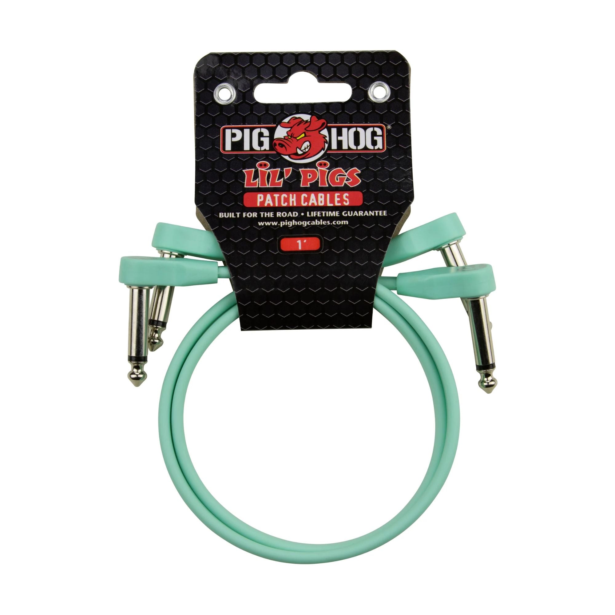 PigHog Lil' Pigs Low Profile 1ft patch cables (2pk) - Seafoam Green