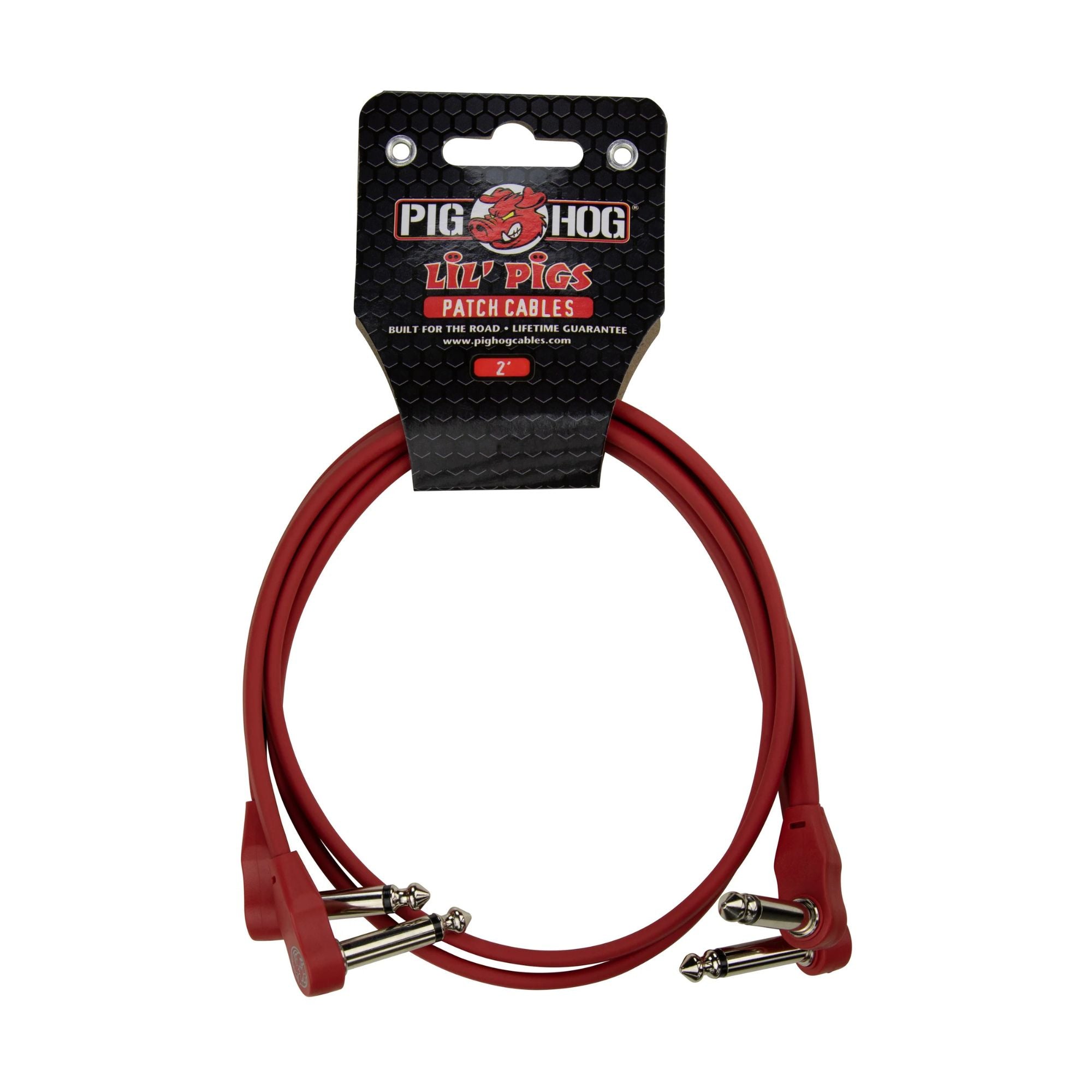 PigHog Lil' Pigs Low Profile 2ft patch cables (2pk) - Candy Apple Red