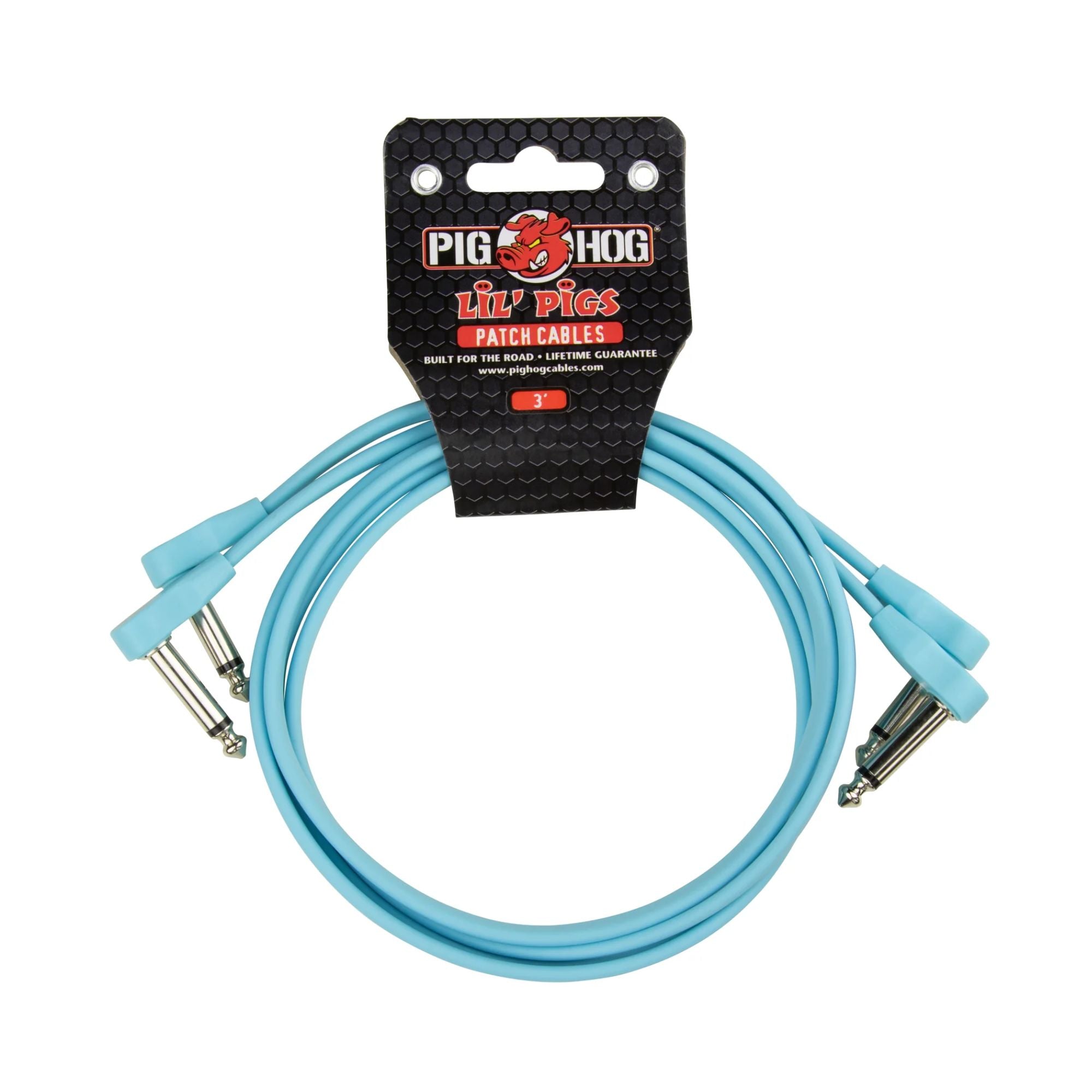 PigHog Lil' Pigs Low Profile 3ft patch cables (2pk) - Daphne Blue