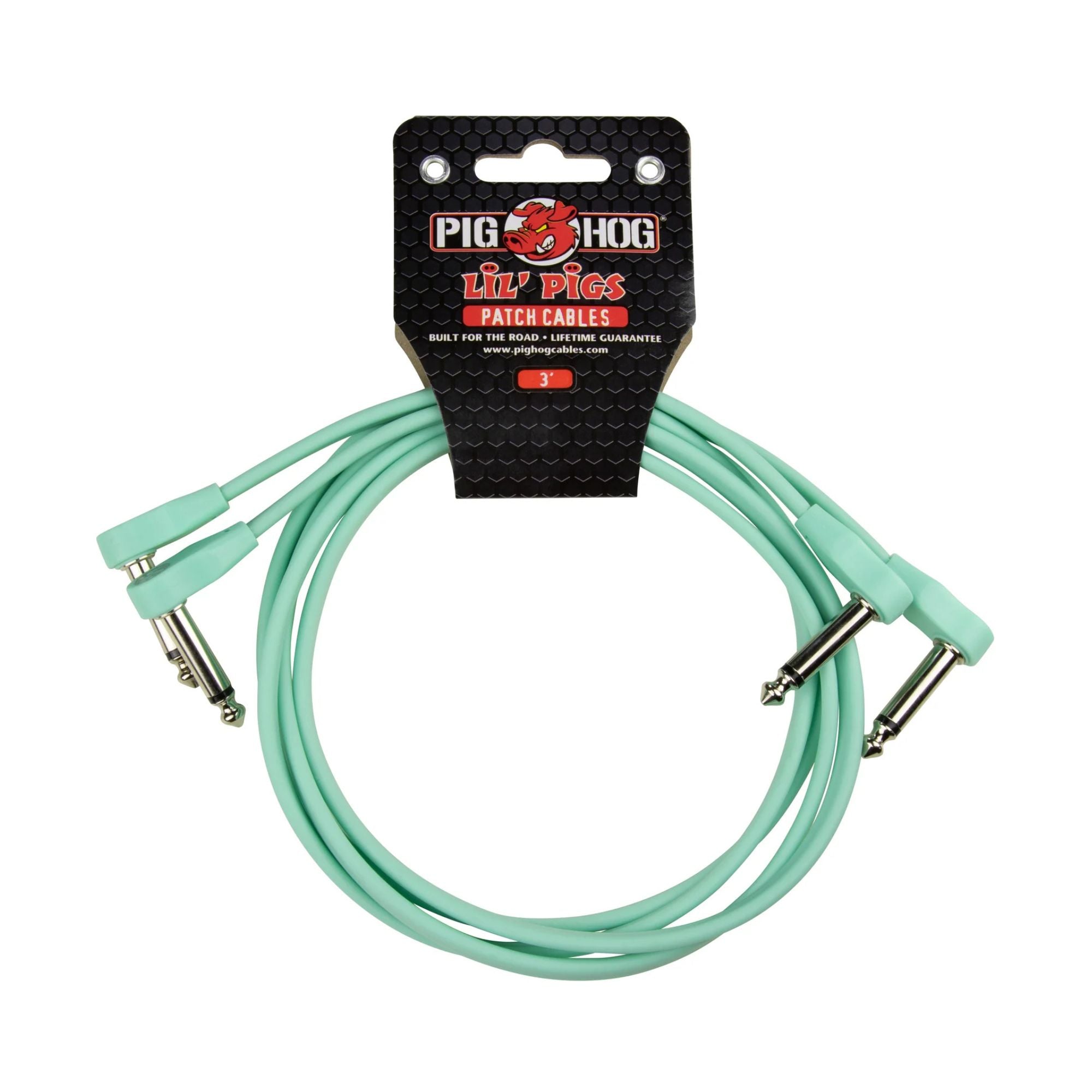 PigHog Lil' Pigs Low Profile 3ft patch cables (2pk) - Seafoam Green