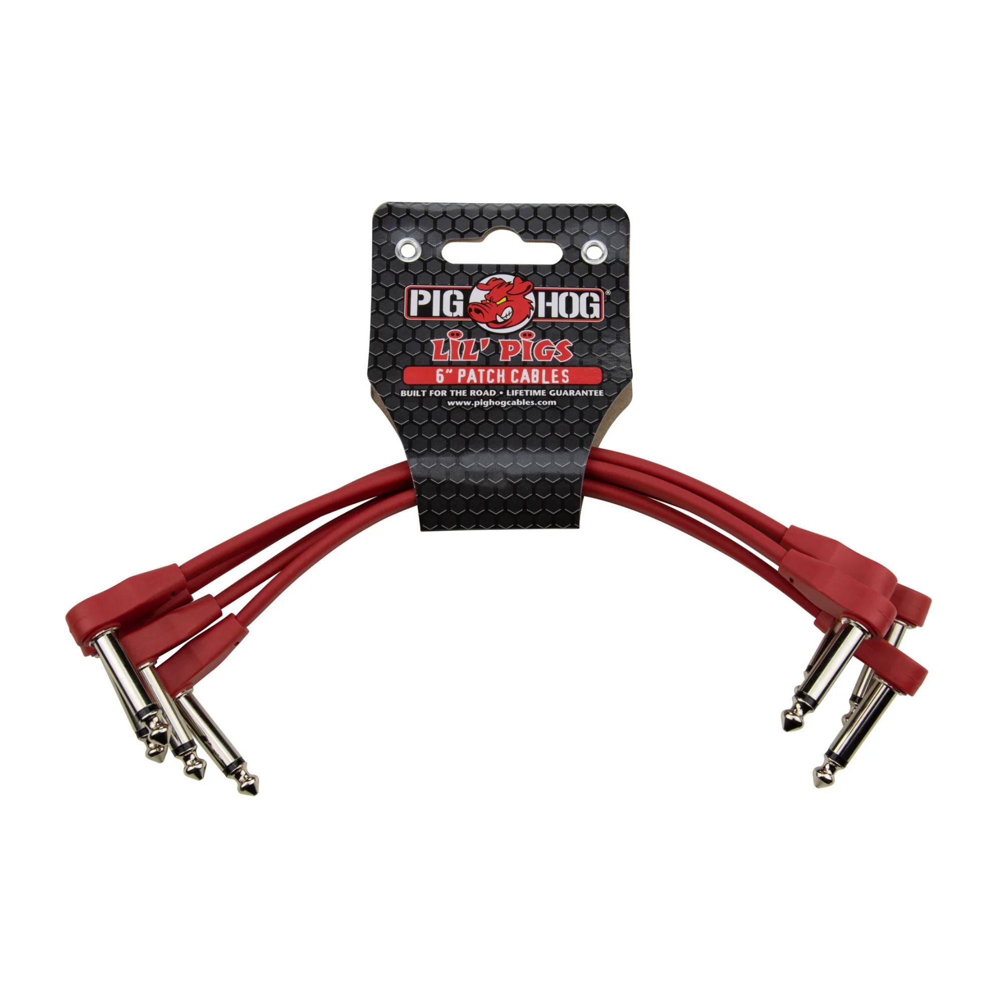 Pig Hog Lil' Pigs 6in Low Profile Patch Cables, 4pk, Candy Apple Red