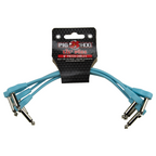 Pig Hog Lil' Pigs 6-inch low profile patch cables in Daphne Blue, set of four guitar leads with compact design and durable connectors.