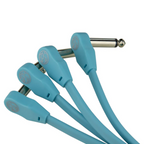 Pig Hog Lil' Pigs 6-inch low profile patch cables in Daphne Blue, a set of 4 guitar leads with compact design for instrument connections.