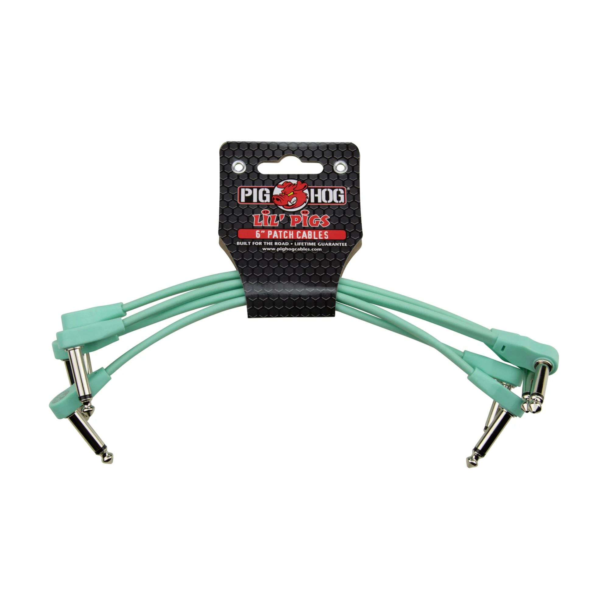 Pig Hog Lil' Pigs 6in Low Profile Patch Cables, 4pk, Seafoam Green