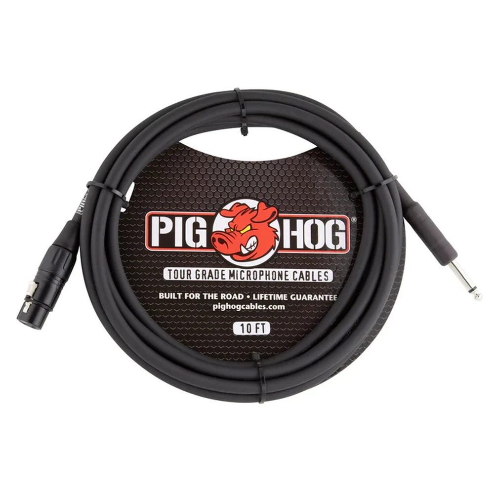 Pig Hog 8mm XLR Female to 1/4" Male Hi-Z 10 foot  Microphone Cable