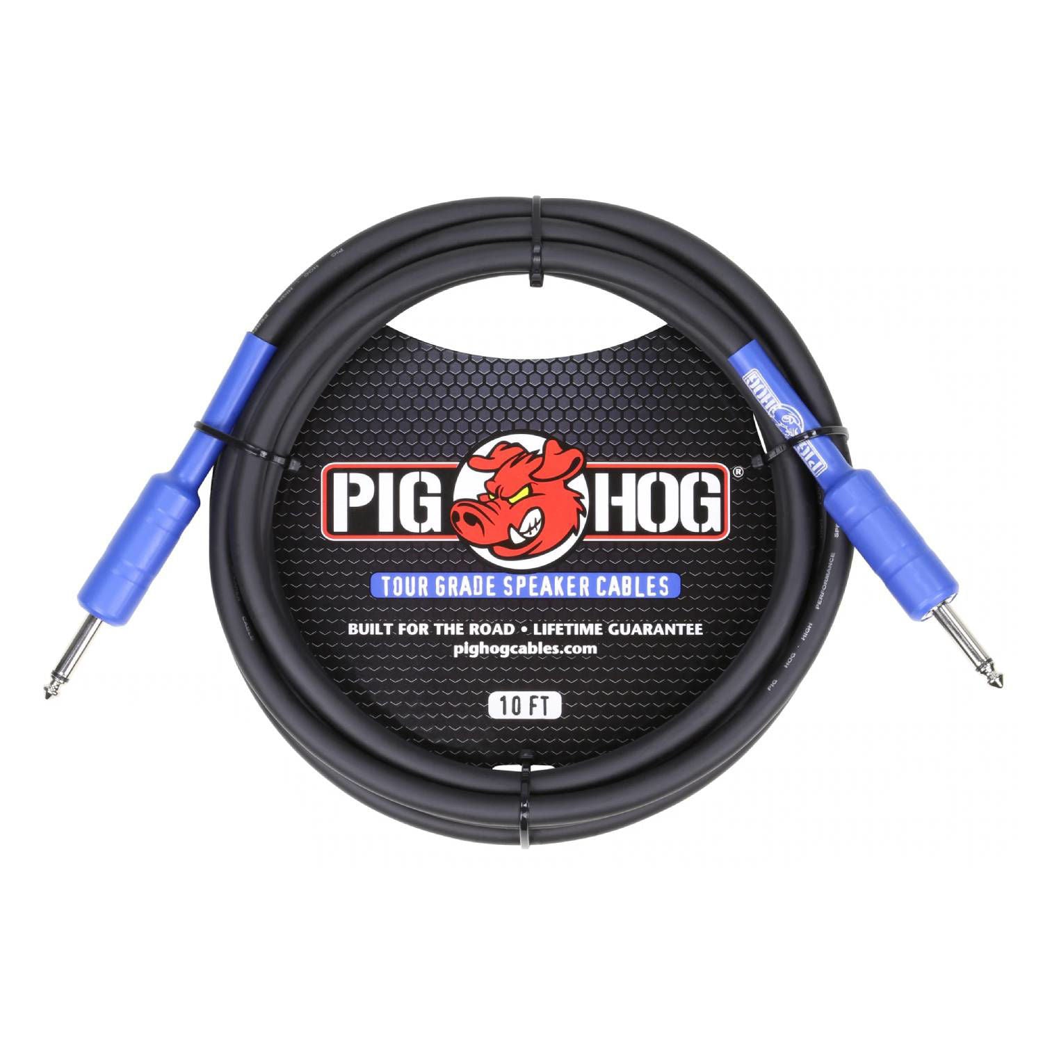Pig Hog 10ft guitar speaker cable with 14-gauge wire, designed for reliable audio connection and high-quality sound.