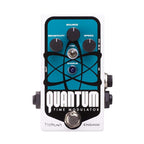 Pigtronix Quantum Time Modulator effects pedal featuring knobs and a sleek design for guitar sound modulation.