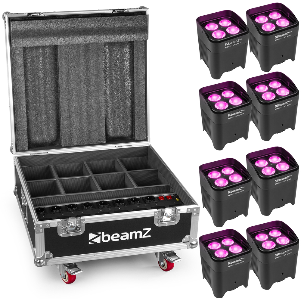 Beamz Pro BBP54 Bundle with 8x Lights and Flight Case