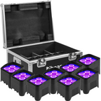 Beamz BBP94W Uplight Bundle with 8x Lights and Flight Case