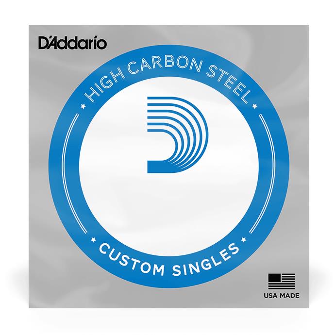 D'Addario 013 single plain electric guitar string, close-up of the string on a white background