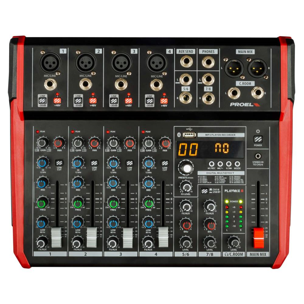 Proel PLAYMIX8 Compact 8-channel mixer with DSP and USB/BT interface