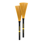 ProMark Heavy Nylon 5B yellow stick with brush tip, used for percussion and drumming, shown in the image.