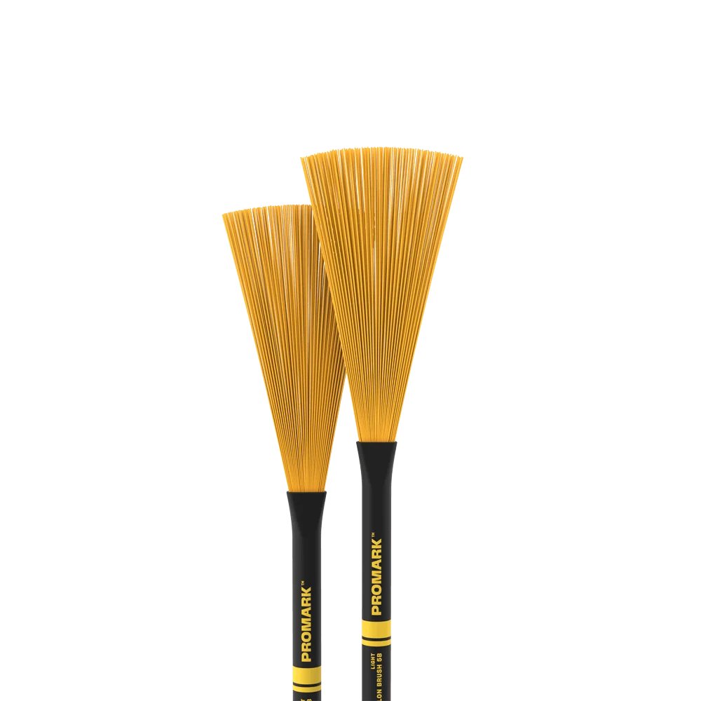 ProMark Heavy Nylon 5B Yellow drumstick with nylon tip, suitable for sticks, brushes, mallets, and rods in percussion instruments.