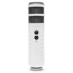 Rode Podcaster MKII USB broadcast microphone on a stand, featuring a black design and built-in controls for podcasting and streaming.