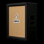 Orange PPC212V BK 2x12 vertical guitar speaker cabinet in black with two speaker openings and sturdy construction.