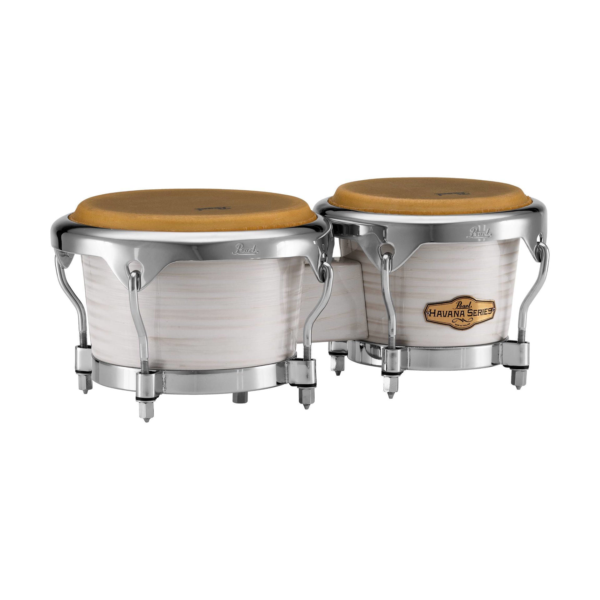 Havana Series Silver Fibreglass 7 9 Bongos - White Swirl
