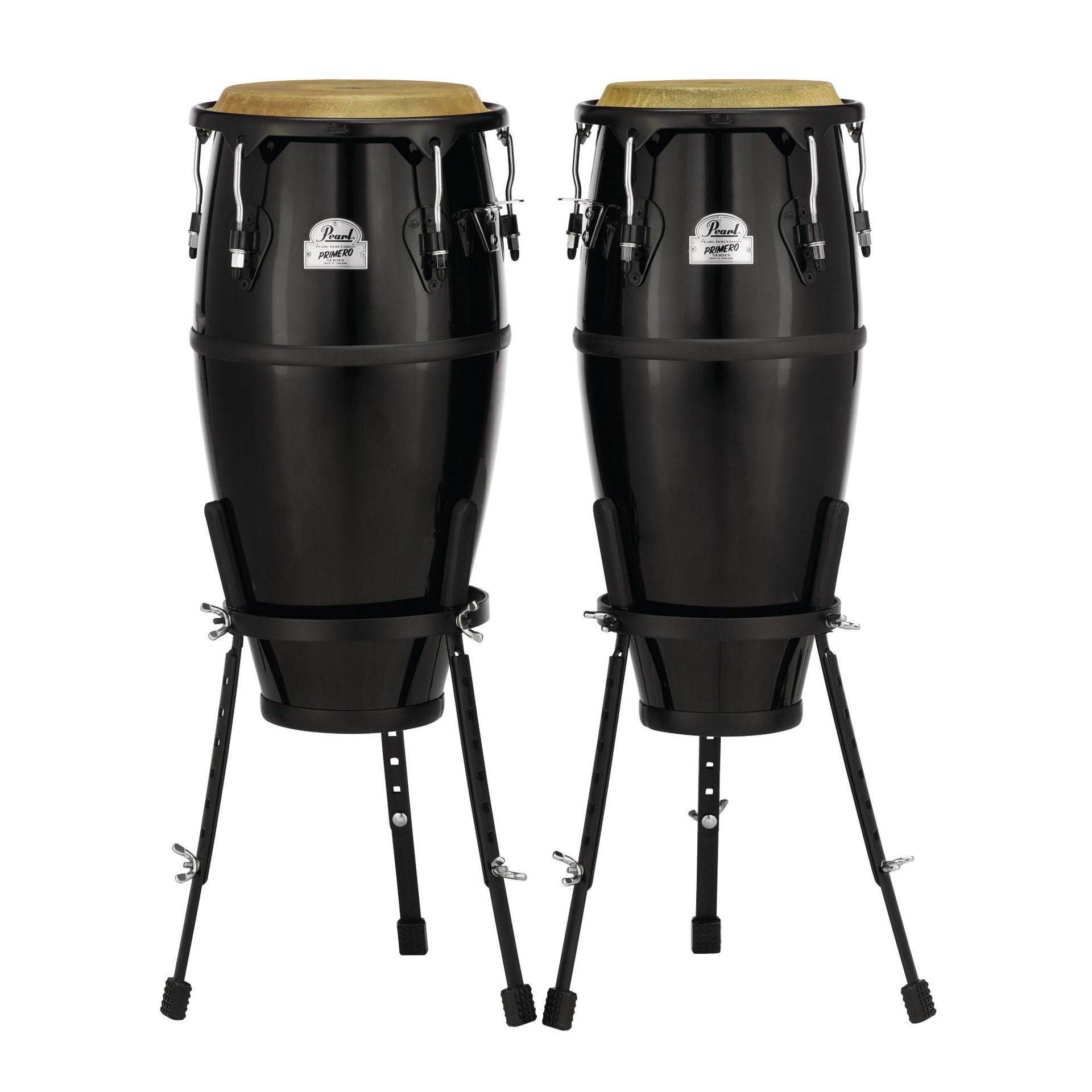 Pearl Primero Fiberglass 10 11 Congas with Basket Stands - Bistre Black