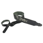 Pratley 2.5 Leather Guitar Strap w/Suede Back & Embroided Logo - Black