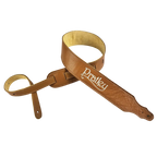 Pratley 2.5 Leather Guitar Strap w/Suede Back & Embroided Logo - Caramel