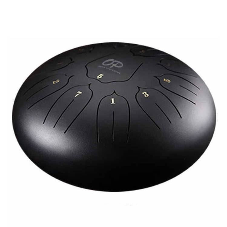 Opus Percussion 12 inch 11 Note Lotus Carved Style Tongue Drum in Black