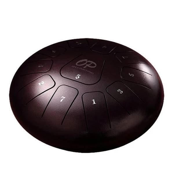 Opus Percussion 12in Metal 11-Note Standard Carves Style Tongue Drum in Chestnut