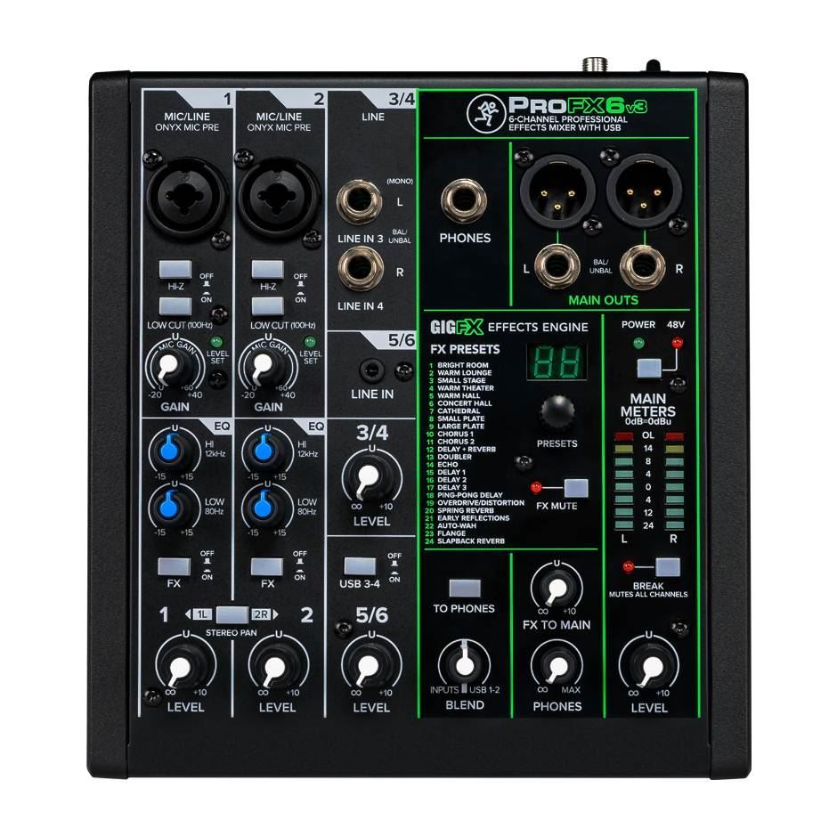 Mackie ProFX6 V3 6-Channel Professional Effects Mixer with USB