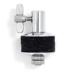 Gibraltar GSC4421 Universal Hi-Hat Clutch for drum hardware, shown attached to hi-hat cymbals on a drum set.