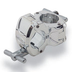 Gibraltar GSCGCRA Chrome Rack Series right angle clamp for drum hardware, showing its shiny chrome finish and sturdy metal construction.