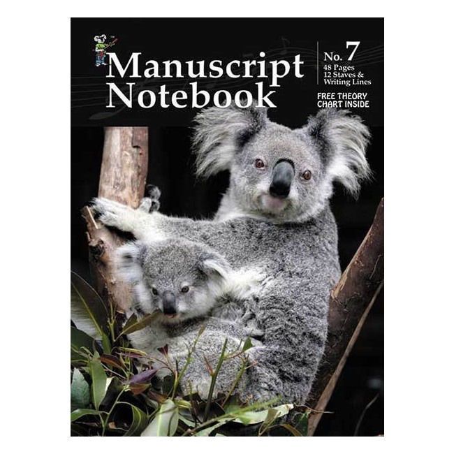 Progressive KPMS7 Manuscript Notebook for guitar, featuring 48 pages with 12 staves and writing lines, from Learn To Play Books.