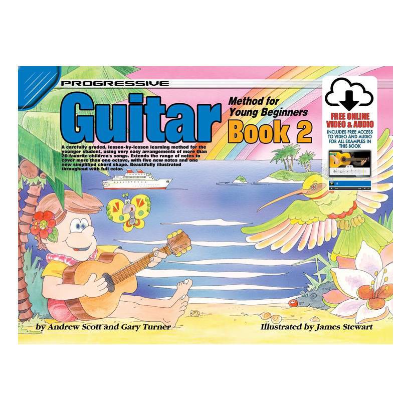 Progressive KPYG2X Guitar Method Book 2 for young beginners from Learn To Play Books, with online media link and colorful cover.