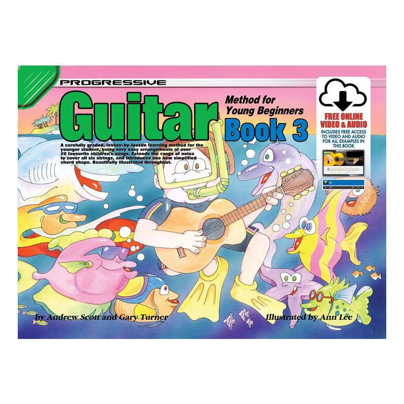 Progressive KPYG3X guitar method book for young beginners and online media link, part of Learn To Play Books guitar series.
