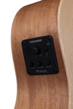 Pratley Orchestra cutaway acoustic guitar with pickup, featuring a maple and bunya wood body and a sleek, natural finish.
